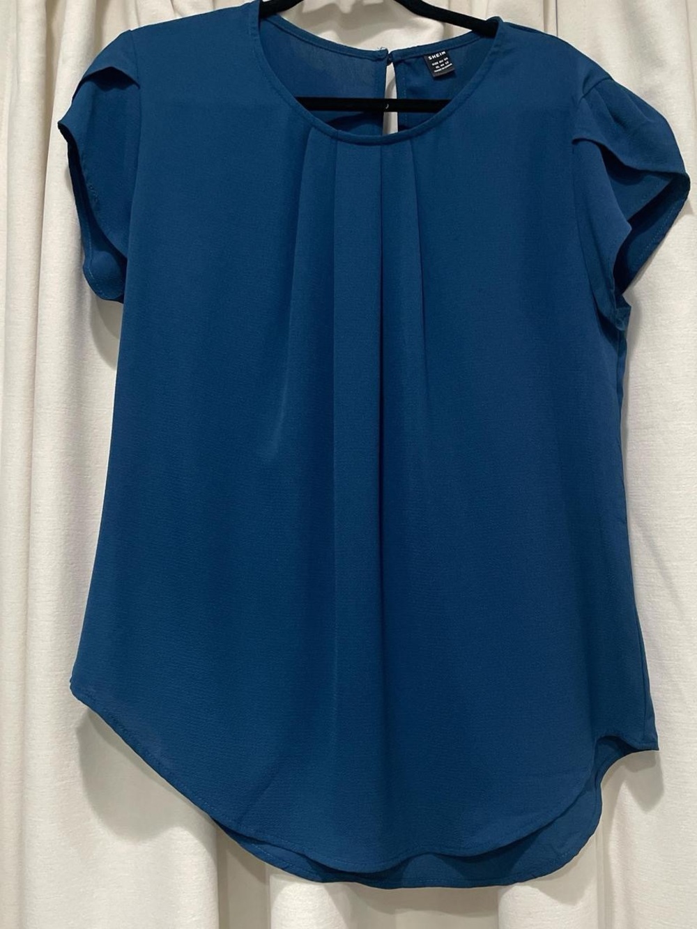 H&M Deep Teal Cap-Sleeve Pleated Blouse
